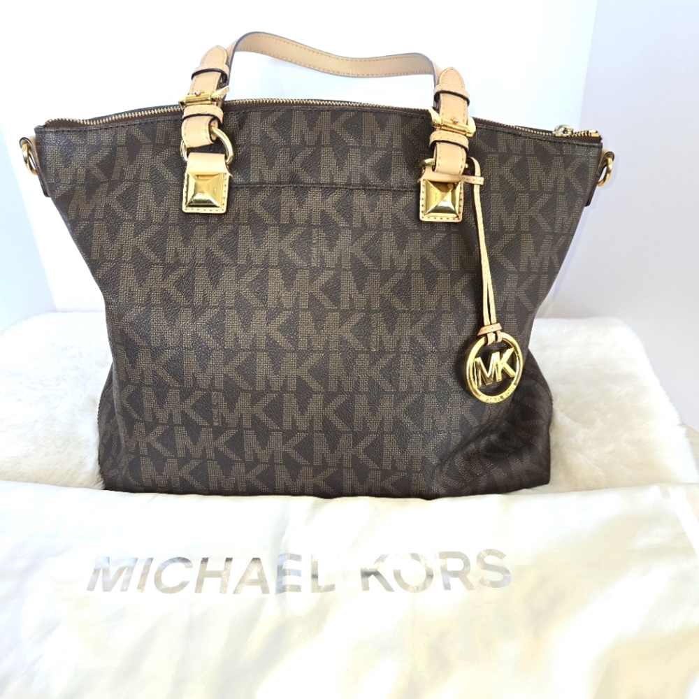 Michael Kors Jet Set Brown Monogram  Signature Tote Bag